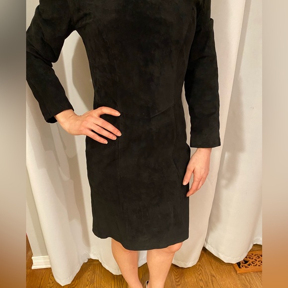VINTAGE Bagatelle Genuine Leather Black Dress Vintage Size 6 / Modern XS - Picture 3 of 15
